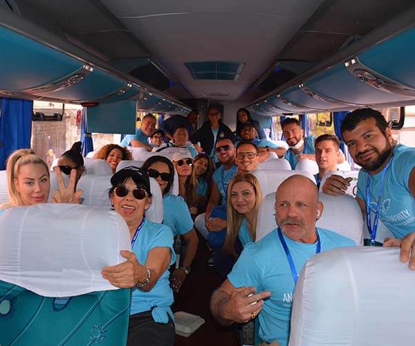 charter bus tour group